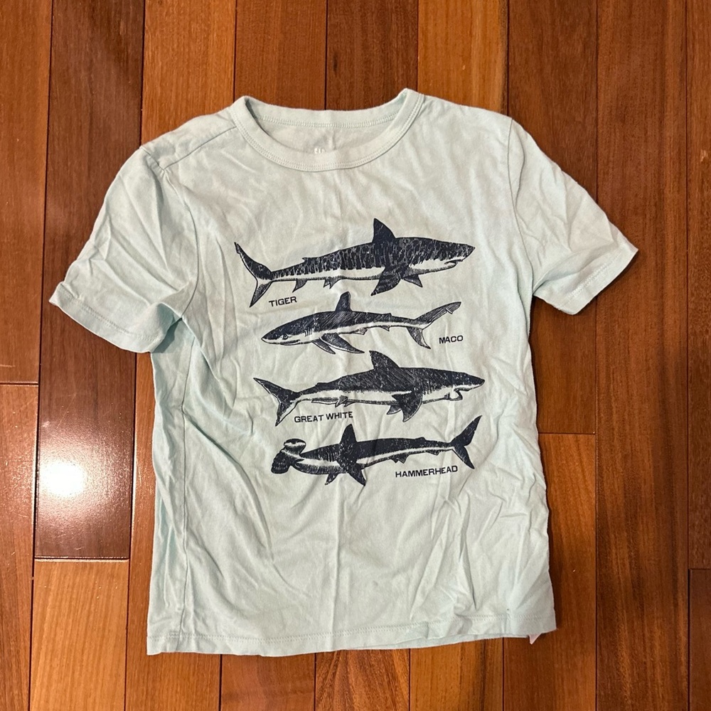 GAP Kids Shark Graphic Tee - Soft Blue